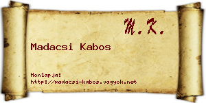 Madacsi Kabos névjegykártya